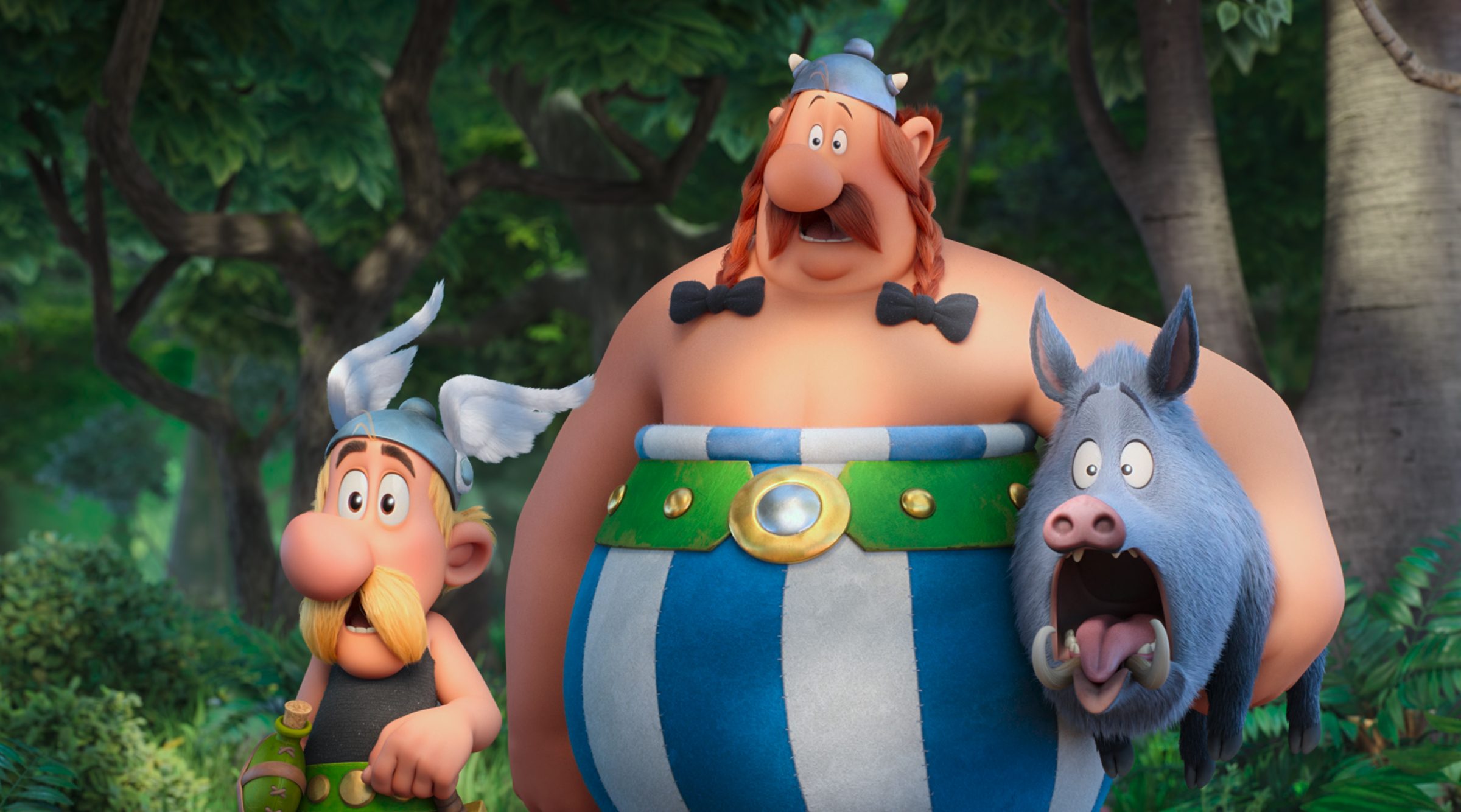 Asterix und Obelix erfahren, dass sich das ganze Dorf in Kinder verwandelt hat.
