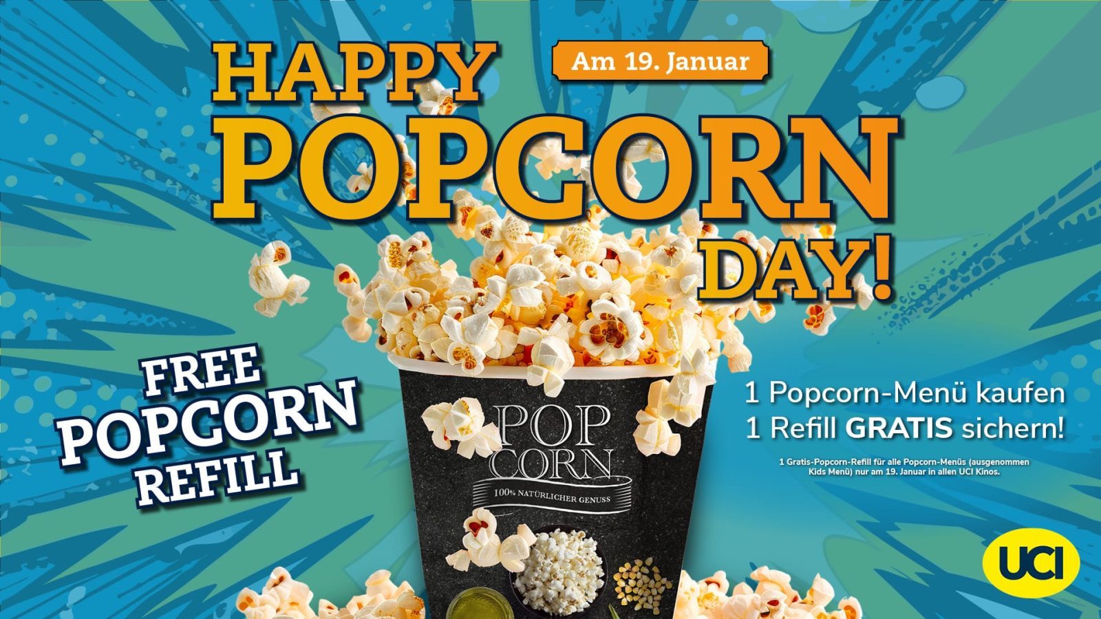 Große Popcorn-Aktion am 19. Januar in allen UCI-Kinos