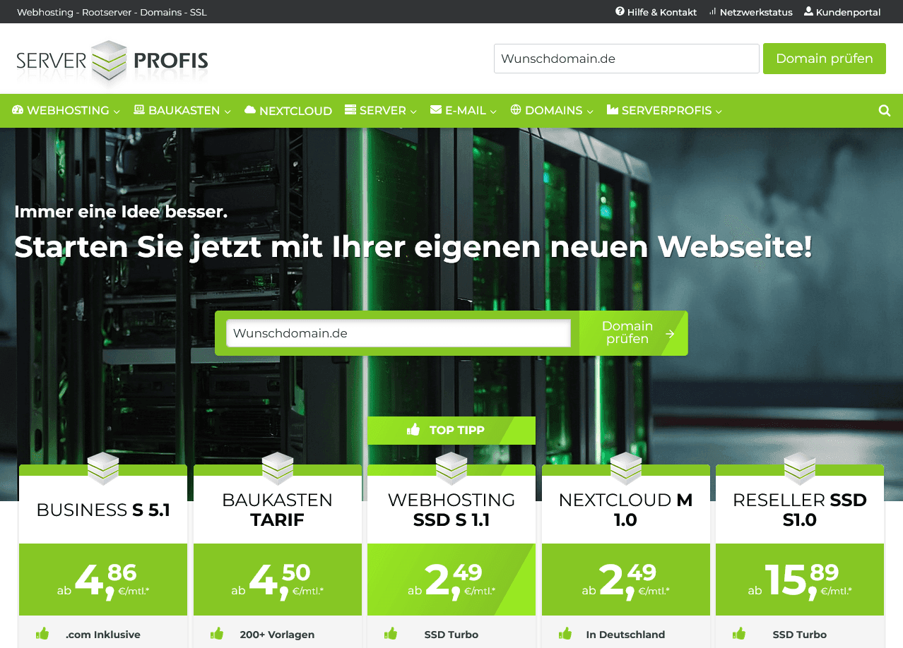 Serverprofis – Ihr zuverlässiger Partner für Hosting, Serverlösungen und Webhosting