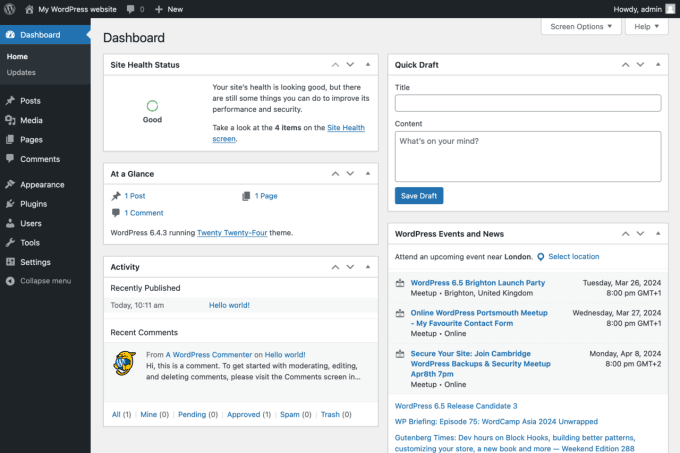 Wordpress Dashboard