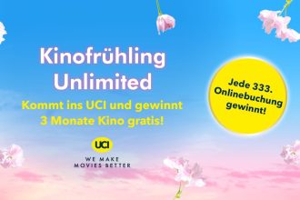 UCI startet den Kinofrühling UNLIMITED mit einer exklusiven Verlosung von 3-Monats-Kinoabos. Alle Gäste, die vom 20. bis 31. März ihre Tickets online buchen, nehmen automatisch an der Verlosung teil. Gewinne werden unter allen Teilnehmern vergeben, jede 333. Buchung erhält ein Kino-Abo für drei Monate.